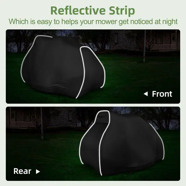 Alt view image 5 of 7 - Zenicham Riding Lawn Mower Cover, 600D UV & Dust & Water Resistant Lawn Tractor Cover, Durable Outdoor Universal Riding Lawnmower Cover with Reflective Strip(72"L x 54"W x 46"H/Black)