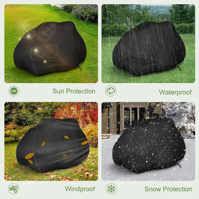Alt view image 7 of 7 - Zenicham Riding Lawn Mower Cover, 600D UV & Dust & Water Resistant Lawn Tractor Cover, Durable Outdoor Universal Riding Lawnmower Cover with Reflective Strip(72"L x 54"W x 46"H/Black)