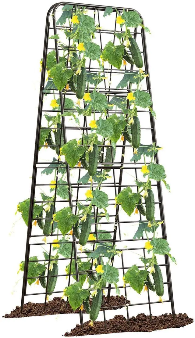Main image of Heavy Duty 50"x17" Adjustable A-Frame Trellis for Climbing Plants Rust-Proof Metal Garden Trellis with Dense Grid Design, Perfect for Raised Beds, Tomatoes, Cucumbers & Outdoor Vines (Black, 1 Pcs)