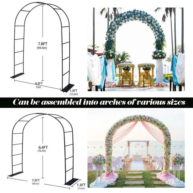 Alt view image 2 of 6 - Thickened Tube Garden Arch Trellis, 4.6 * 7.8 or 6.4 * 7.5Ft, Metal Archway Arbor Stable Outdoor Garden Trellis for Climbing Plants, Party Wedding Arch Decoration