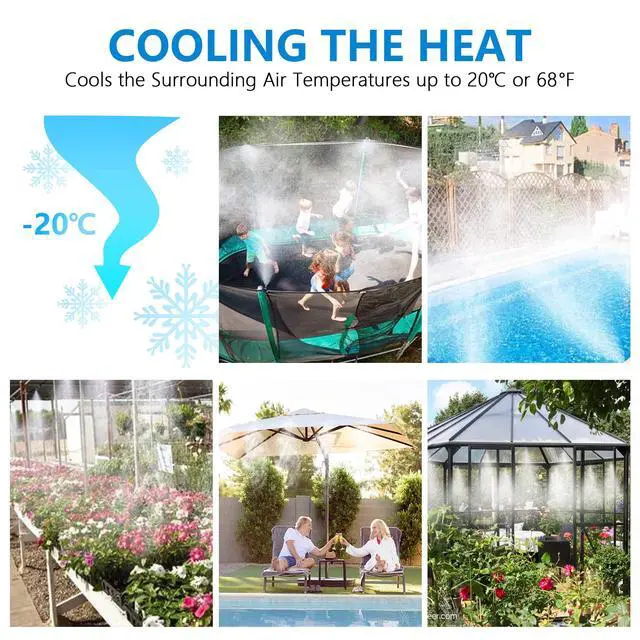 Alt view image 2 of 6 - POCKET PANDA Misters for Outside Patio with Hose Timer,Misting System for Cooling Outdoor,50Ft (Black/White) for Watering Programmable,Water Mist Hose for Garden,Yard,