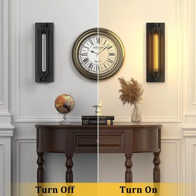 Alt view image 3 of 7 - Licperron Sconces Wall Lighting, Industrial Black Wall Sconces Antique Wall Light Fixtures for Bedside, Bar, Restaurant, Hallway, Indoor&Outdoor Decor, E26 & E27 Bar Lights, UL Approval, 2 Pack