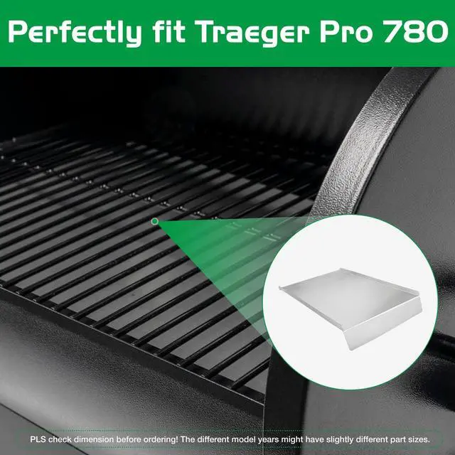 Alt view image 5 of 6 - Unidanho Drip Tray for Traeger Pro 780 Grease Pan Pellet Grill Replacement Parts KIT0443 BCA1283 Heat Baffle Deflector Diffuser Stainless Steel Smoker Grilling Part BBQ Accessories