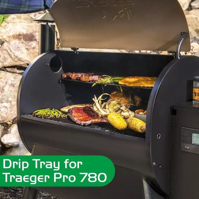 Alt view image 6 of 6 - Unidanho Drip Tray for Traeger Pro 780 Grease Pan Pellet Grill Replacement Parts KIT0443 BCA1283 Heat Baffle Deflector Diffuser Stainless Steel Smoker Grilling Part BBQ Accessories