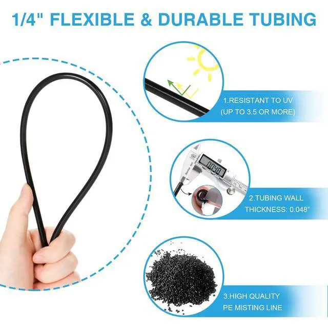 Alt view image 5 of 7 - Bonviee Misters for Outside Patio, 100FT Misting Cooling System for Patio, 100FT (30M) Misting Line+28 Mist Nozzles+3/4" Brass Adapter, Pre-Assembled Garden & Greenhouse Watering System