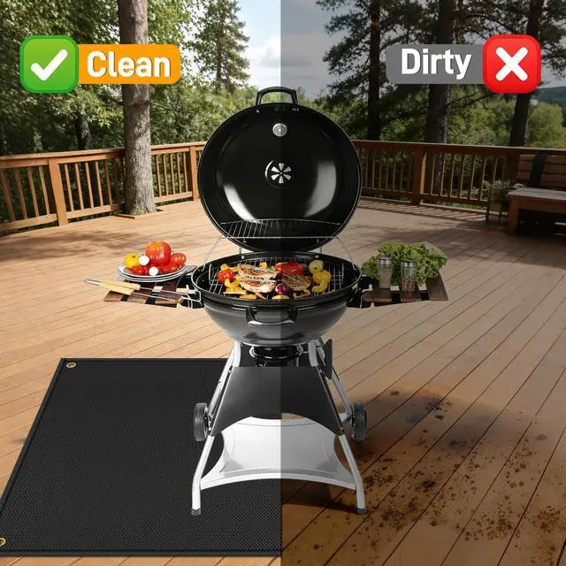 Alt view image 3 of 7 - 70 x 48 in Grill Mats for Outdoor Grill Compatible with Blackstone 28in & 36in Griddle, Fireproof Griddle Mats for Grilling to Protect the Deck, Griddle Accessories Compatible with Blackstone - 0.6mm
