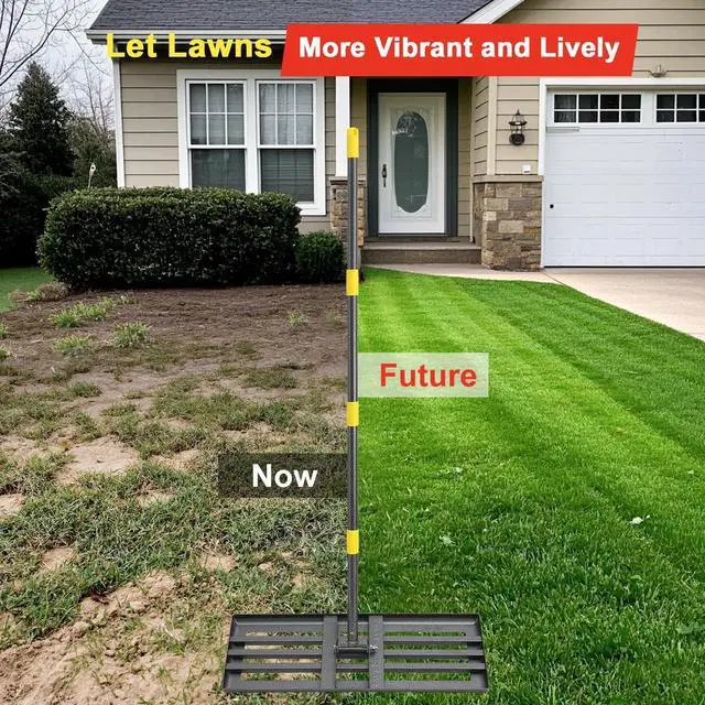 Alt view image 7 of 7 - Large Lawn Leveling Rake - Heavy Duty 30"x10" Stainless Steel Leveler Plate,Reinforced Welds,28-72" Adjustable, Anti Flipping Smooth Edge,for Soil, Dirt,Ground,Golf,Yard Top Dressing,Landscaping