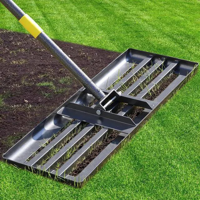 Main image of Large Lawn Leveling Rake - Heavy Duty 30"x10" Stainless Steel Leveler Plate,Reinforced Welds,28-72" Adjustable, Anti Flipping Smooth Edge,for Soil, Dirt,Ground,Golf,Yard Top Dressing,Landscaping