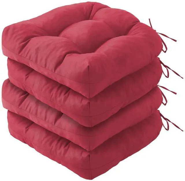 Main image of IPYNBAP Outdoor Chair Cushions Set of 4, Patio Chair Cushions with Ties, 19x19+5 Tufted Outdoor Seat Cushions, Waterproof Patio Furniture Cushions, Outdoor Dining Chair Pads, Burgundy