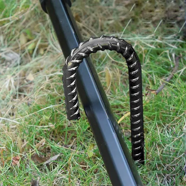 Alt view image 5 of 7 - OK5STAR 16 Inch J Hook Rebar Stakes 40 Pack, Heavy Duty 5/16 Inch Diameter Black E-Coated Steel Wind Resistant Ground Anchors for Trampoline, Bounce House, Dog Kennel, Chain Link Fence & Gazebo