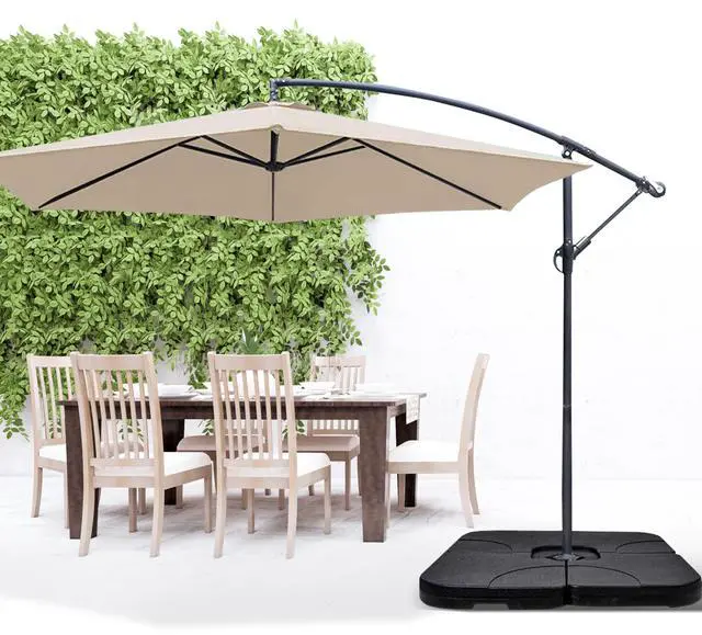 Alt view image 7 of 7 - HealSmart 176lb Capacity Heavy-Duty Cantilever Offset Patio Umbrella Base Square Stand - Fill with Sand or Water