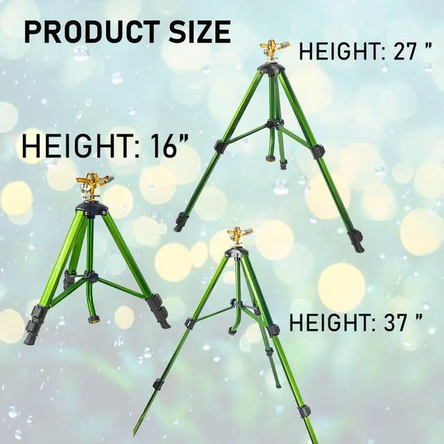 Alt view image 2 of 7 - Wexo Palindrog Impact Sprinkler on Tripod Base, Heavy Duty Adjustable Zinc Sprinkler Head for Lawn Yard Garden, 360 Degree Large Area Irrigation, 3/4" Connector Extension Legs Flip Locks, 2 Pack