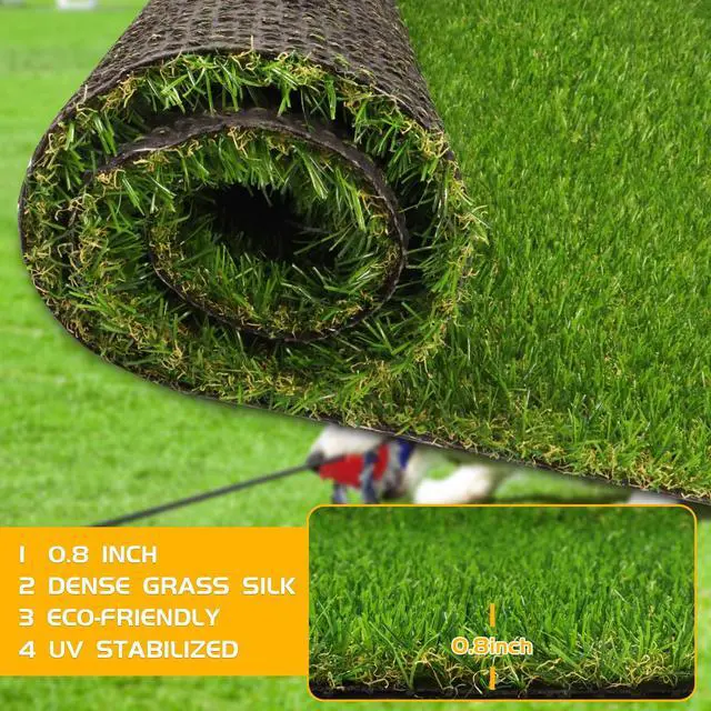 Alt view image 3 of 7 - ZGR Artificial Grass Turf Lawn 4'10" x 8' Outdoor Rug, 0.8" Premium Realistic Turf for Garden, Yard, Home Landscape, Playground, Dogs Synthetic Grass Mat Fake Grass Rug, Rubber Backed with Drain Holes