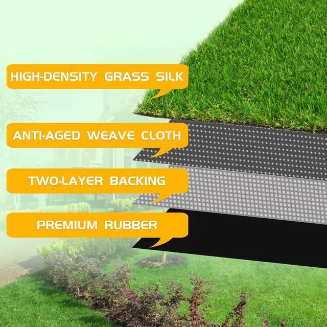 Alt view image 4 of 7 - ZGR Artificial Grass Turf Lawn 4'10" x 8' Outdoor Rug, 0.8" Premium Realistic Turf for Garden, Yard, Home Landscape, Playground, Dogs Synthetic Grass Mat Fake Grass Rug, Rubber Backed with Drain Holes