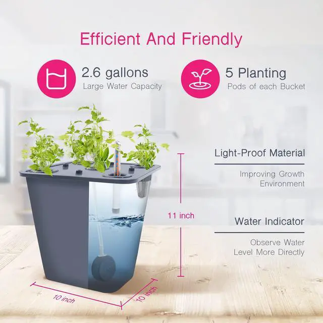 Alt view image 2 of 7 - LAWNFUL 2 Hydroponic Buckets Kit for Plants, Hydroponics Growing System for Herbs/Tomato/Vegetables, DWC System with Air Pump & Germination Tray (Complete Indoor Hydroponic Gardening Supplies)