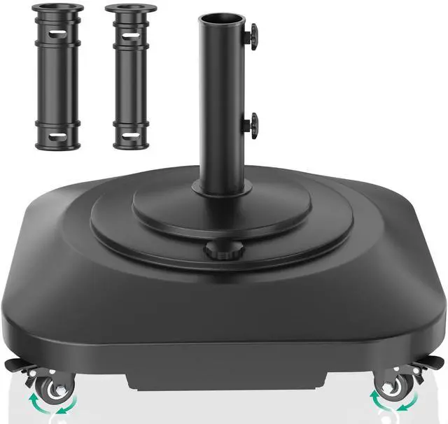 Main image of Umbrella Base with Wheels, Umbrella Stand Base Heavy Duty 100lb Windproof, Fillable Umbrella Base Mobile Square Umbrella Stand Outdoor Base for Patio, Deck, Poolside, Lawn, Fits Most Sized Umbrellas