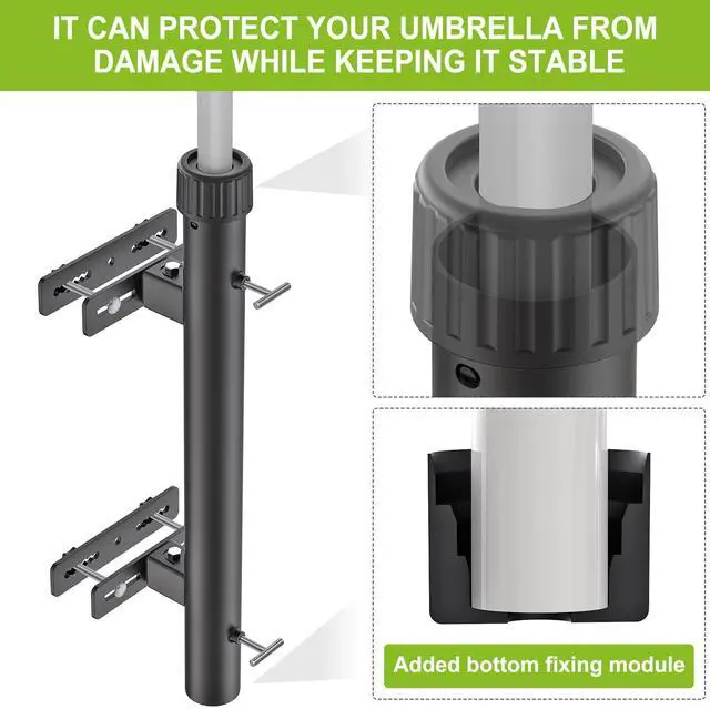 Alt view image 3 of 7 - Dolibest Heavy Duty Patio Umbrella Holder, Space Saver Umbrella Holder, Adjustable Umbrella Deck Mount for Railing, Full Welded Construction-Sturdy and Easy to Install for Patio, Deck, Poolsid