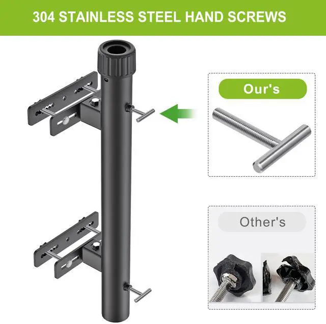 Alt view image 4 of 7 - Dolibest Heavy Duty Patio Umbrella Holder, Space Saver Umbrella Holder, Adjustable Umbrella Deck Mount for Railing, Full Welded Construction-Sturdy and Easy to Install for Patio, Deck, Poolsid
