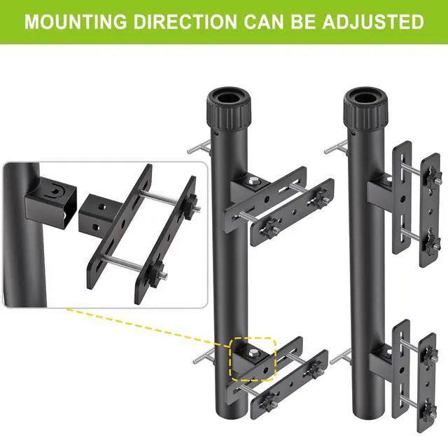 Alt view image 5 of 7 - Dolibest Heavy Duty Patio Umbrella Holder, Space Saver Umbrella Holder, Adjustable Umbrella Deck Mount for Railing, Full Welded Construction-Sturdy and Easy to Install for Patio, Deck, Poolsid