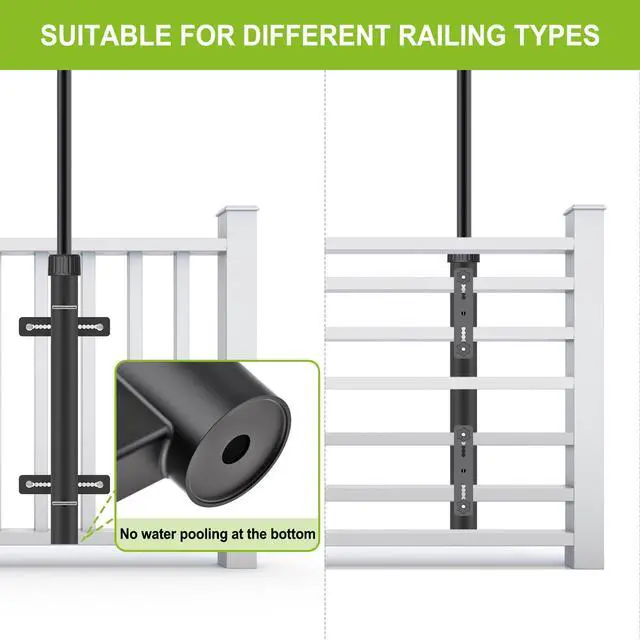 Alt view image 6 of 7 - Dolibest Heavy Duty Patio Umbrella Holder, Space Saver Umbrella Holder, Adjustable Umbrella Deck Mount for Railing, Full Welded Construction-Sturdy and Easy to Install for Patio, Deck, Poolsid