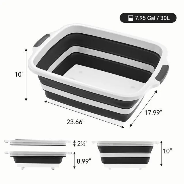 Alt view image 3 of 7 - BBQ Prep Tub with Lid and Cutting Board, Collapsible Barbecue Tool Set for Marinating, Meal Prep, Food Storage, Grilling, Camping and Outdoor Cooking, Dishwasher Safe, Black XX-Large