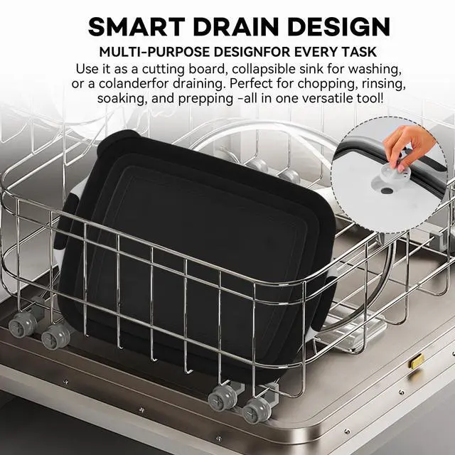 Alt view image 7 of 7 - BBQ Prep Tub with Lid and Cutting Board, Collapsible Barbecue Tool Set for Marinating, Meal Prep, Food Storage, Grilling, Camping and Outdoor Cooking, Dishwasher Safe, Black XX-Large