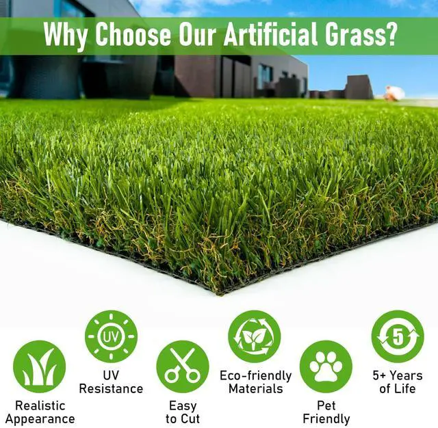 Alt view image 7 of 7 - CooRug Artificial Grass Outdoor, 5x8 Ft Realistic Artificial Turf Grass Rug, Large Fake Grass for Dogs Indoor Outdoor Garden Lawn Landscape Patios Decoration