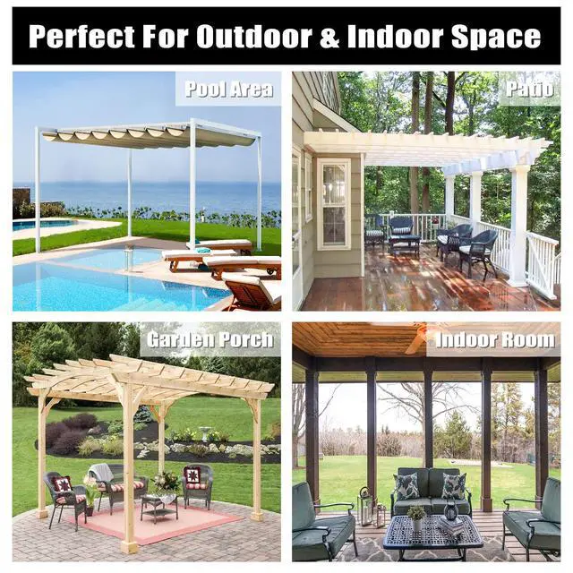Alt view image 7 of 7 - Easy-Going Outdoor Curtains Waterproof Windproof Weatherproof Curtain for Patio, Cabana, Porch, Pergola and Gazebo, Grommet Top and Tab Bottom Drape, 6panels, 54x84 inch, White
