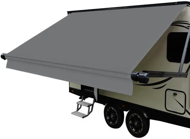 Main image of Dulepax RV Awning Fabric Replacement(15'2" Fabric) Heavy Duty 16 oz Vinyl Fabric Awning for Camper, Universal Camper Awning Replacement for All Trailer Awning Brands Grey