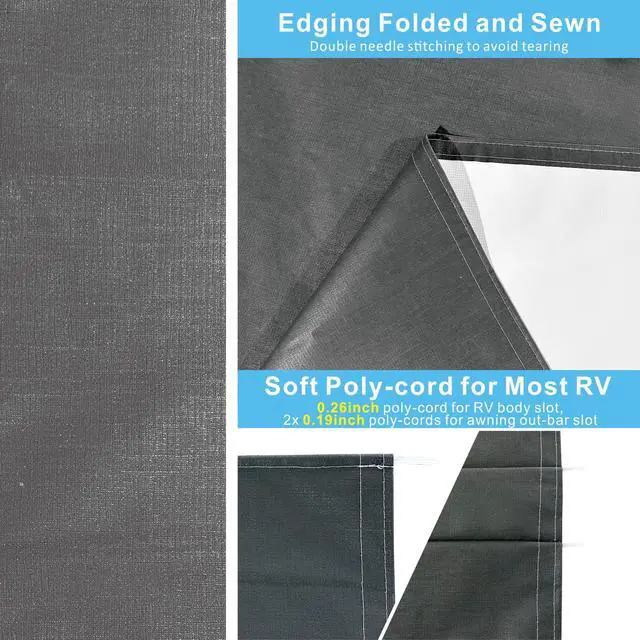 Alt view image 2 of 7 - Dulepax RV Awning Fabric Replacement(15'2" Fabric) Heavy Duty 16 oz Vinyl Fabric Awning for Camper, Universal Camper Awning Replacement for All Trailer Awning Brands Grey