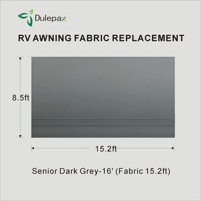 Alt view image 7 of 7 - Dulepax RV Awning Fabric Replacement(15'2" Fabric) Heavy Duty 16 oz Vinyl Fabric Awning for Camper, Universal Camper Awning Replacement for All Trailer Awning Brands Grey