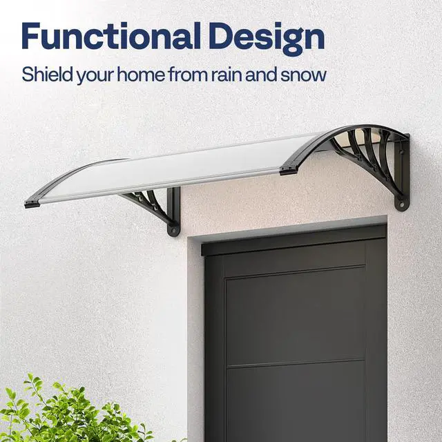 Alt view image 2 of 6 - VIVOHOME Polycarbonate Window Door Awning Spliced Canopy Transparent with Black Bracket 40 Inch x 40 Inch