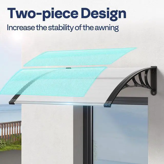 Alt view image 3 of 6 - VIVOHOME Polycarbonate Window Door Awning Spliced Canopy Transparent with Black Bracket 40 Inch x 40 Inch