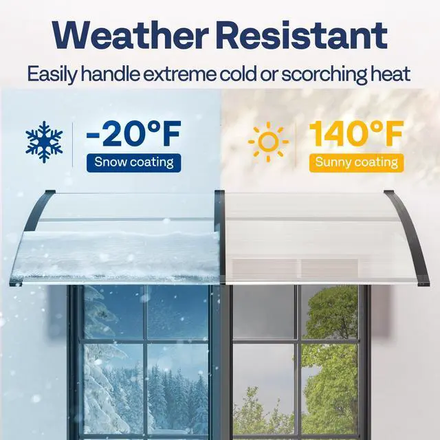 Alt view image 5 of 6 - VIVOHOME Polycarbonate Window Door Awning Spliced Canopy Transparent with Black Bracket 40 Inch x 40 Inch