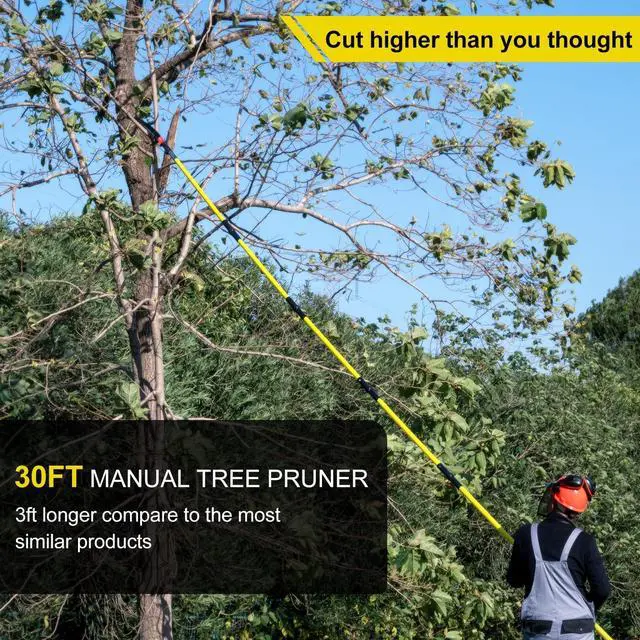Alt view image 3 of 6 - Pole Saws for Tree Trimming, 7.3-30FT Tree Saw with Adjustable Length, Tree Trimmers Long Handle Pruner for Pruning Palms and Branches, Manual Pole Saw with Sharp Steel Blade and Scissors