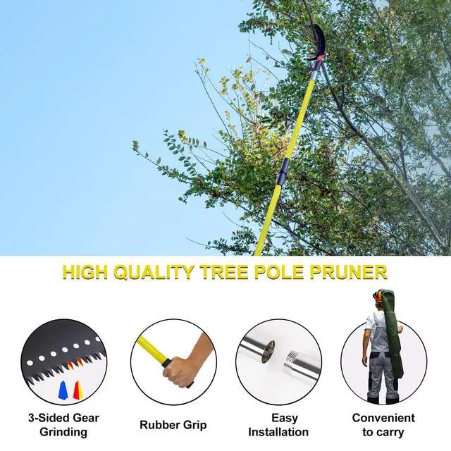Alt view image 5 of 6 - Pole Saws for Tree Trimming, 7.3-30FT Tree Saw with Adjustable Length, Tree Trimmers Long Handle Pruner for Pruning Palms and Branches, Manual Pole Saw with Sharp Steel Blade and Scissors