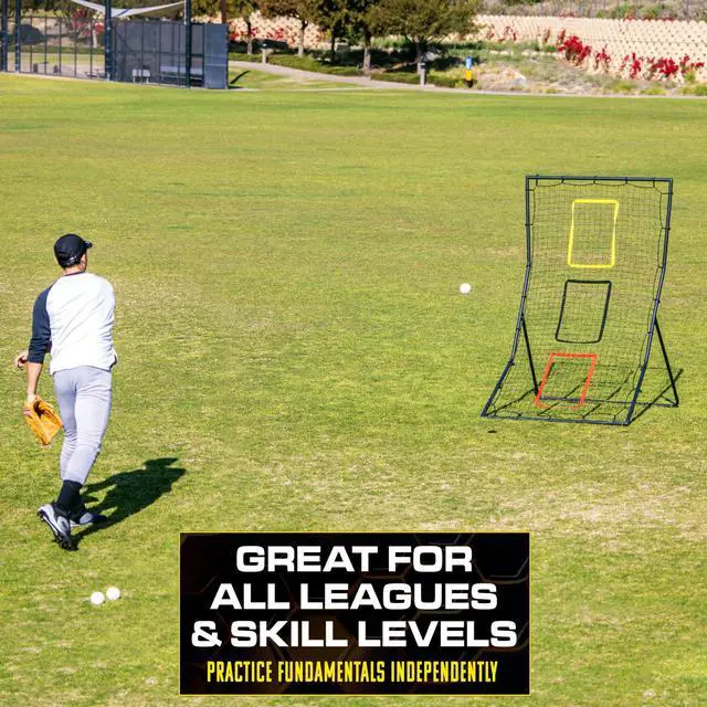 Alt view image 4 of 6 - GoSports 6 x 4 ft Baseball & Softball Pitching and Fielding Rebounder - Pitch Back Net with 3 Target Zones