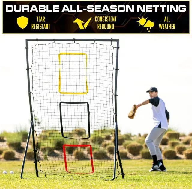 Alt view image 6 of 6 - GoSports 6 x 4 ft Baseball & Softball Pitching and Fielding Rebounder - Pitch Back Net with 3 Target Zones