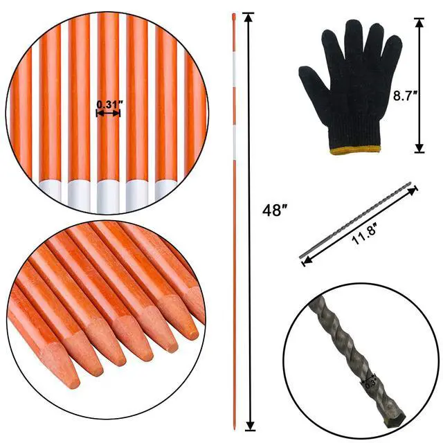 Alt view image 6 of 7 - Sunnyglade 100PCS 48 Inch Driveway Marker 5/16 Inch Dia Reflective Driveway Poles Fiberglass Snow Stakes with Reflective Tape for Easy Visibility at Night