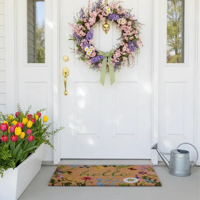 Alt view image 2 of 7 - Calloway Mills 105993048 Floral Hello Doormat, 30"x48"