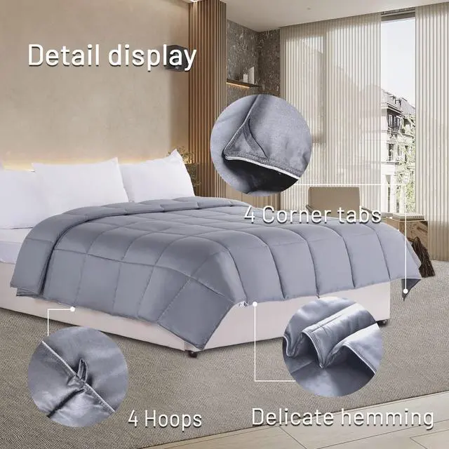 Alt view image 5 of 6 - NEXHOME PRO Viscose from Bamboo Cooling Comforter,Light Grey Queen Lightweight Organic Natural Duvet Insert, Summer Bedding Blanket Cool for Hot Sleepers, 8 Corner Tabs(90"x 90")