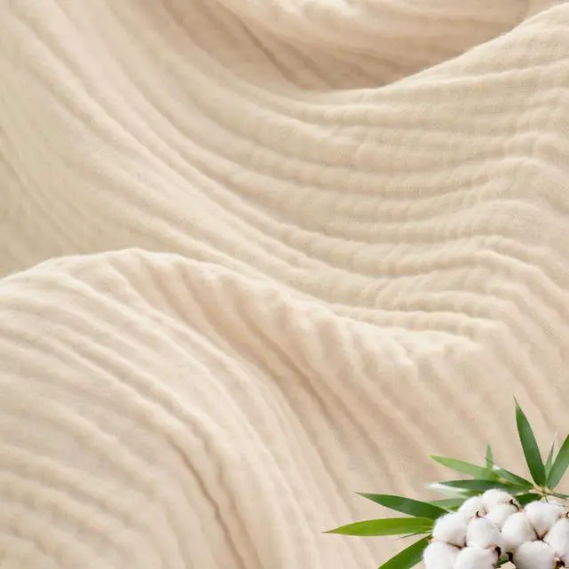 Main image of David's Home Soft Cooling Muslin Blanket Queen Size, 60% Rayon Derived from Bamboo 40% Cotton, Breathable Lightweight Cool Blanket for Hot Sleepers, 4-Layer Cozy Gauze for Bed, 90"x90", Natural/Birch