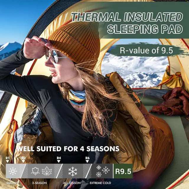 Alt view image 4 of 7 - Elegear CumbreX Self Inflating Sleeping Pad, 3.15" Ultra-Thick Memory Foam Camping Pad with Pillow Fast Inflating in 20s Insulated Camping Mattress Pad 4-Season Camp Sleeping Mat for Camp/Travel/Tent