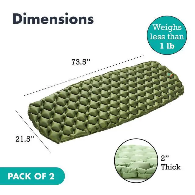 Alt view image 2 of 6 - Sleepingo Light Weight Sleeping Mat for Camping - Ultralight Backpacking Sleeping Pad - Inflatable, Compact Sleep Pad for Hiking and Travel - Portable Backpacker Sleep Mat - Pack of 2-73.5" x 21.5"