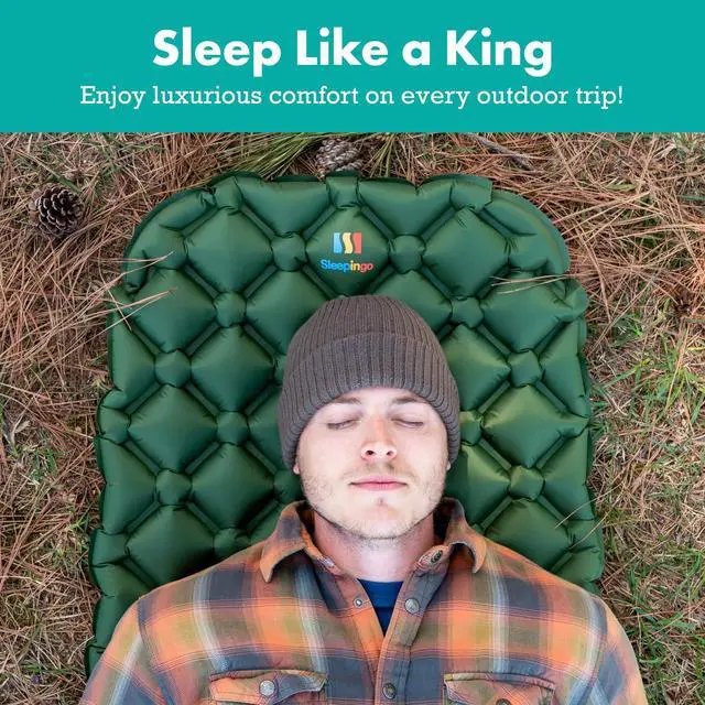 Alt view image 3 of 6 - Sleepingo Light Weight Sleeping Mat for Camping - Ultralight Backpacking Sleeping Pad - Inflatable, Compact Sleep Pad for Hiking and Travel - Portable Backpacker Sleep Mat - Pack of 2-73.5" x 21.5"