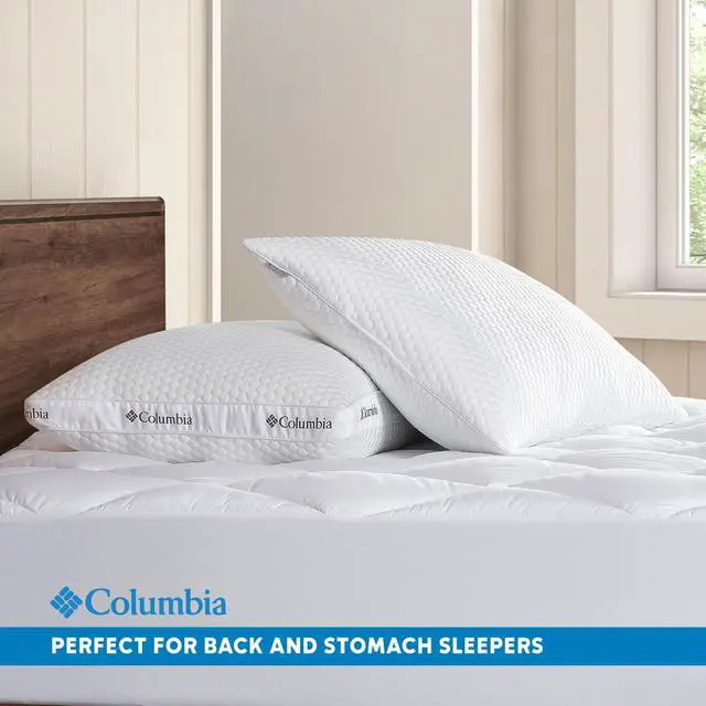 Alt view image 6 of 7 - Columbia Comfort Ice Fiber Back & Stomach Sleeper Down Alternative Bed Pillow with Polyester Fiberfill, Supportive Cooling Double Sided Breathable Cover - Standard/Queen, Pack of 1
