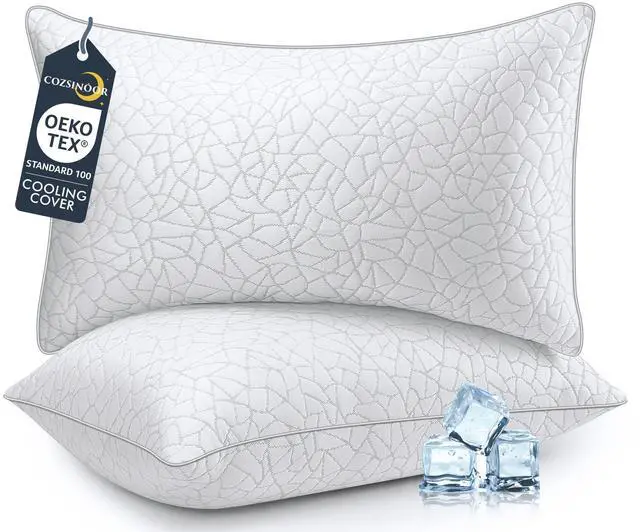 Main image of COZSINOOR Bed Pillows Queen Size - Breathable Premium Down Alternative Pillows Set of 2 for Side, Back, and Stomach Sleepers Cooling Hotel Quality Fluffy Soft Microfiber Fill Skin-Friendly