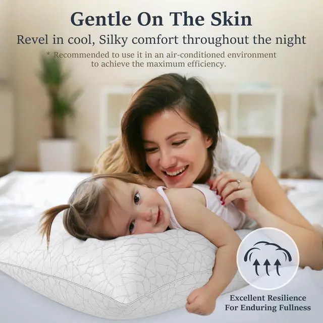Alt view image 4 of 7 - COZSINOOR Bed Pillows Queen Size - Breathable Premium Down Alternative Pillows Set of 2 for Side, Back, and Stomach Sleepers Cooling Hotel Quality Fluffy Soft Microfiber Fill Skin-Friendly