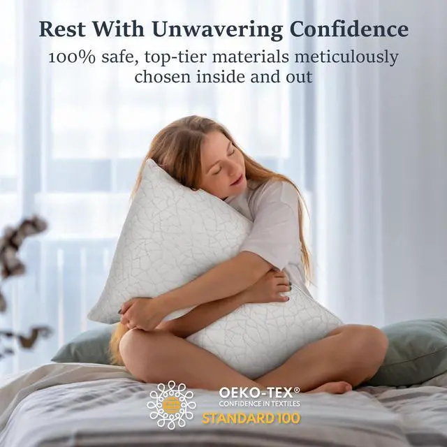 Alt view image 6 of 7 - COZSINOOR Bed Pillows Queen Size - Breathable Premium Down Alternative Pillows Set of 2 for Side, Back, and Stomach Sleepers Cooling Hotel Quality Fluffy Soft Microfiber Fill Skin-Friendly