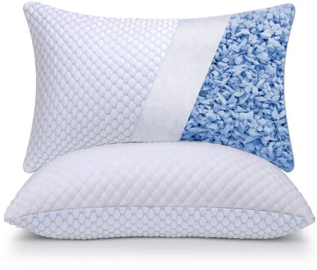 Main image of OSBED Adjustable Cooling Shredded Memory Foam Pillows King Size Set of 2 - Temperature-Regulating for Hot Sleepers with Dual Airflow Ventilation(CertiPUR-US & Hypoallergenic & Machine Washable)